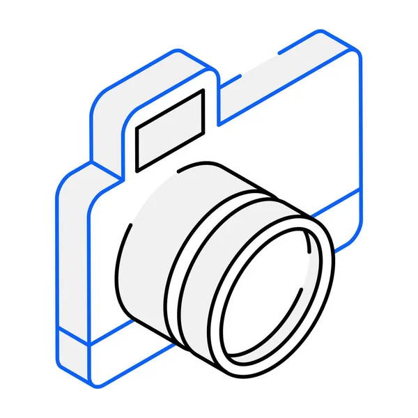 Camera Lens Icon Isometric Retro Film Reel Vector Icons Web — Stock Vector