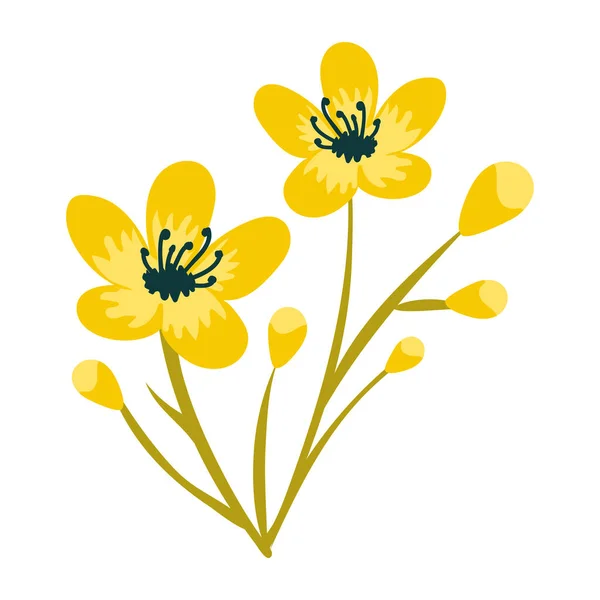 Vector Illustration Beautiful Yellow Flower — Stock Vector