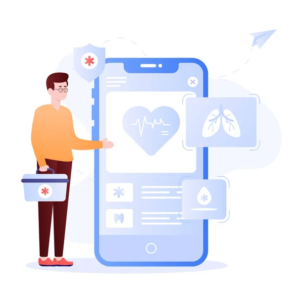 Médico Com Design Ilustração Vetor Smartphone Coração —  Vetores de Stock