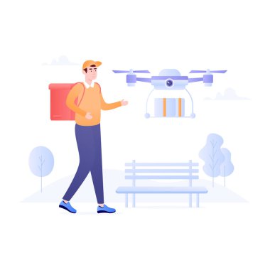 Akıllı telefon ve kamera vektör illüstrasyon tasarımlı bir adam