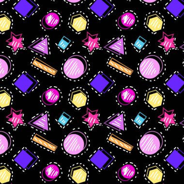 Elle çizilmiş elementlerle kusursuz desen. vektör illüstrasyonu