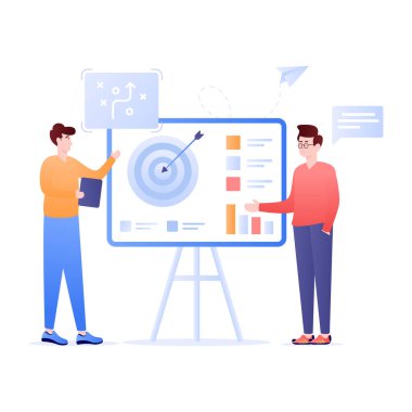 Bilgisayarla çalışan iş adamları. vektör illüstrasyonu