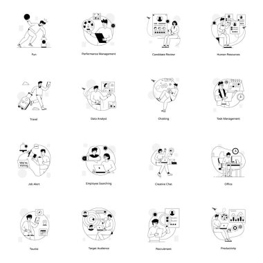 Bir sürü sevimli hayvan. vektör illüstrasyonu