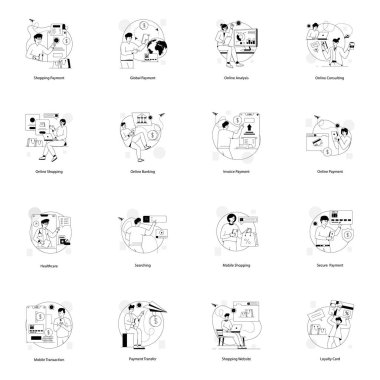 vektör çizimi iş adamlarıyla birlikte çizilmiş bir çizim