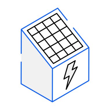 Güneş paneli simgesi. Web için enerji pili vektör simgelerinin özet çizimi