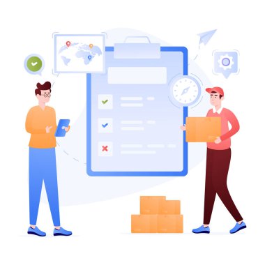 Lojistik Müdürü modern simge, vektör illüstrasyonu