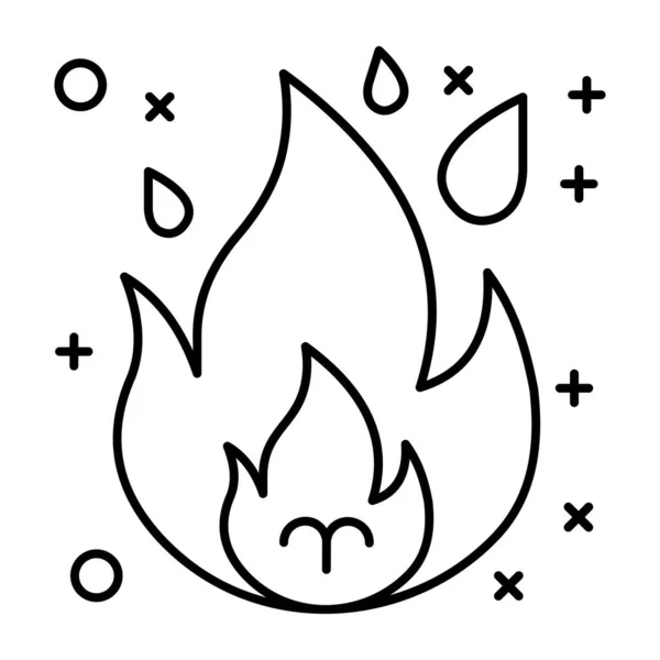 火焰图标矢量隔离在白色背景 篝火透明标志 线条和轮廓元素线性风格 — 图库矢量图片