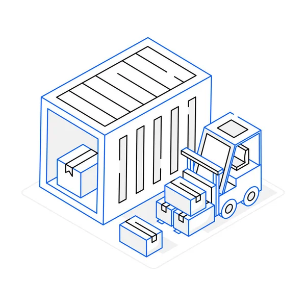 Forklift Truck Boxes Cardboard Box Vector Illustration — Stock Vector