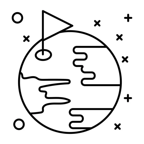 Planète Ligne Icône Vecteur Symbole Astronomie Signe Contour Isolé — Image vectorielle