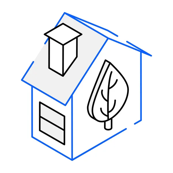 環境に優しい家のアイコン ウェブ用植物ベクターのアイコンの概略図 — ストックベクタ