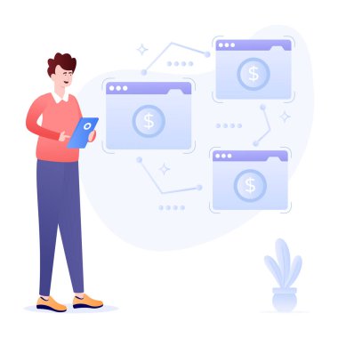 Blockchain modern simgesi, vektör illüstrasyonu