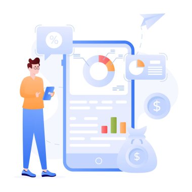 Düz stile çevrimiçi yatırımın kullanışlı bir çizimi