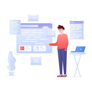 HTML Kodlama modern simgesi, vektör illüstrasyonu