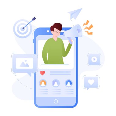 Sosyal Reklam Modern simgesi, vektör illüstrasyonu