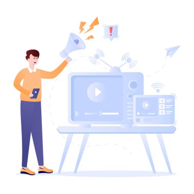 TV Reklam Modern simgesi, vektör illüstrasyonu