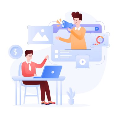 Web Pazarlama modern simgesi, vektör illüstrasyonu