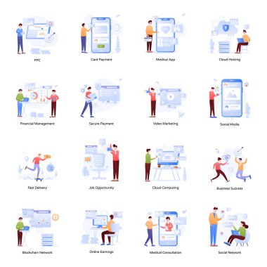 Birlikte çalışan bir grup iş adamı. vektör illüstrasyonu