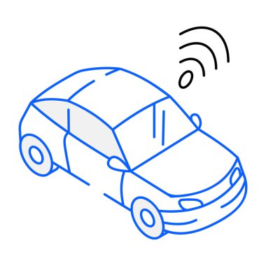 Smart Car modern simgesi, vektör illüstrasyonu