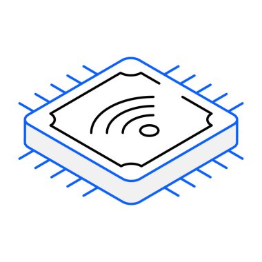 İşlemci modern simgesi, vektör illüstrasyonu