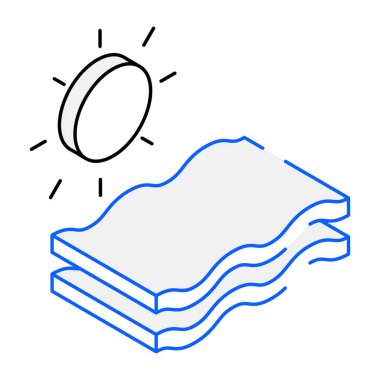 Güneş ve bulut ikonu. Web için plaj gezegeni vektör simgelerinin özet çizimi