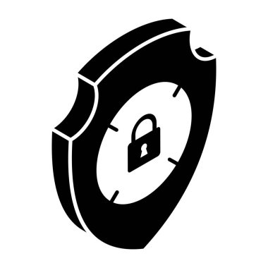 asma kilit güvenlik kalkanı simgesi vektör illüstrasyon grafik tasarımı