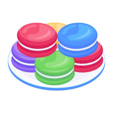 renkli badem kurabiyeleri, vektör illüstrasyonu