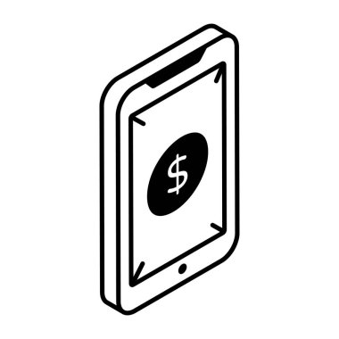 Paralı akıllı telefon ve dolar vektör çizimi tasarımı