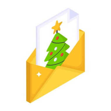 Yıldız ve hediye kutusu illüstrasyonlu Noel ağacı