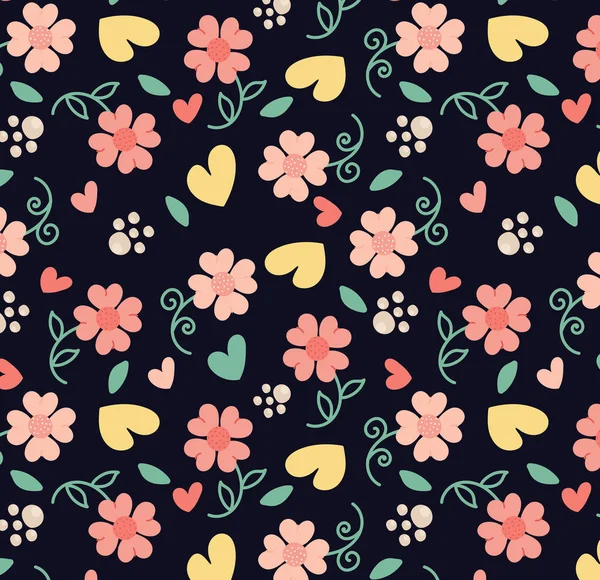 Patrón Sin Costuras Con Flores Ilustración Vectores — Archivo Imágenes Vectoriales
