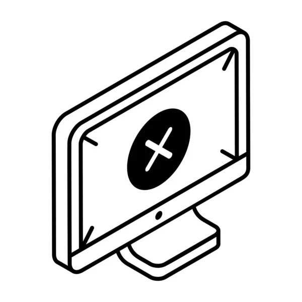 チェックマークと虫眼鏡ベクトルイラストデザインのコンピュータモニタ — ストックベクタ