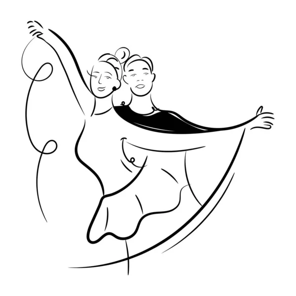 Dibujo Línea Continua Una Pareja Bailando — Archivo Imágenes Vectoriales