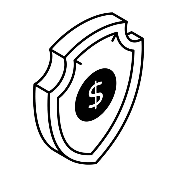 Bouclier Avec Symbole Dollar Icône Vectoriel Illustration Design — Image vectorielle