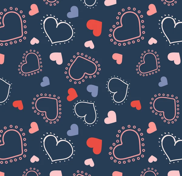 Patrón Sin Costuras Con Corazones Ilustración Vectorial — Vector de stock