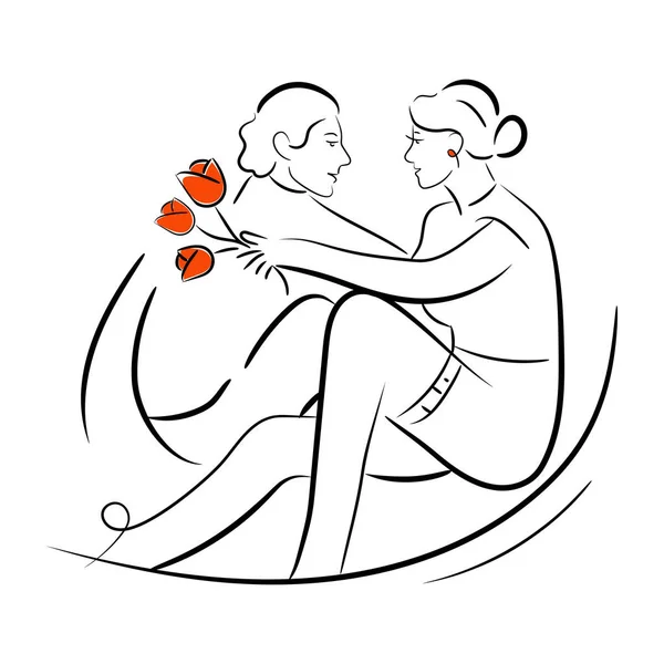 Illustration Vectorielle Couple Amoureux — Image vectorielle