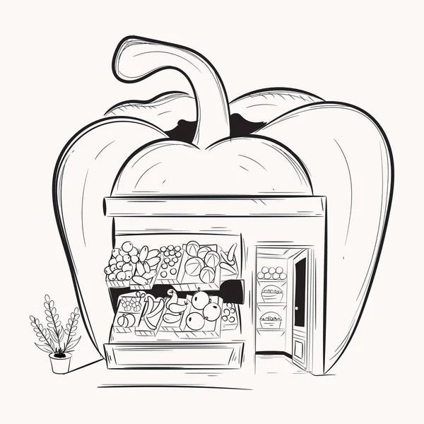 Halloween Pumpkin Bag Vegetables Vector Illustration Design — Stock Vector