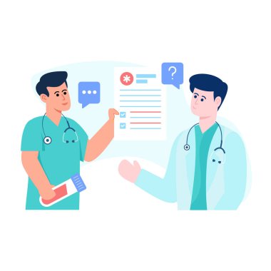 Stetoskop ve tıbbi karakterler vektör illüstrasyon tasarımlı doktor