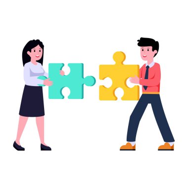 Yapboz karakterleri vektör illüstrasyon tasarımına sahip birkaç kişi