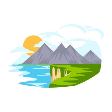 Dağlı ve nehirli dağ manzarası