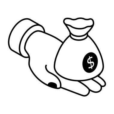 Dolar sembollü para çantası vektör çizimi tasarımı