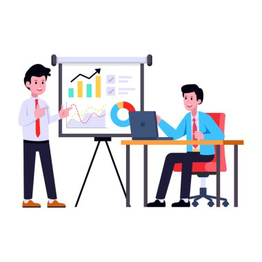 Dizüstü bilgisayarla çalışan iş adamları. vektör illüstrasyonu