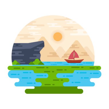 Dağlı bir manzaranın vektör çizimi