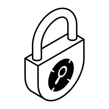 Asma kilit simgesi. Güvenlik sistemi sembolü. izole ve düz illüstrasyon