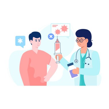 Stetoskop ve tıbbi maske vektör illüstrasyon tasarımlı doktor