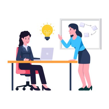 Ofis vektör illüstrasyon tasarımında birlikte çalışan iş adamları