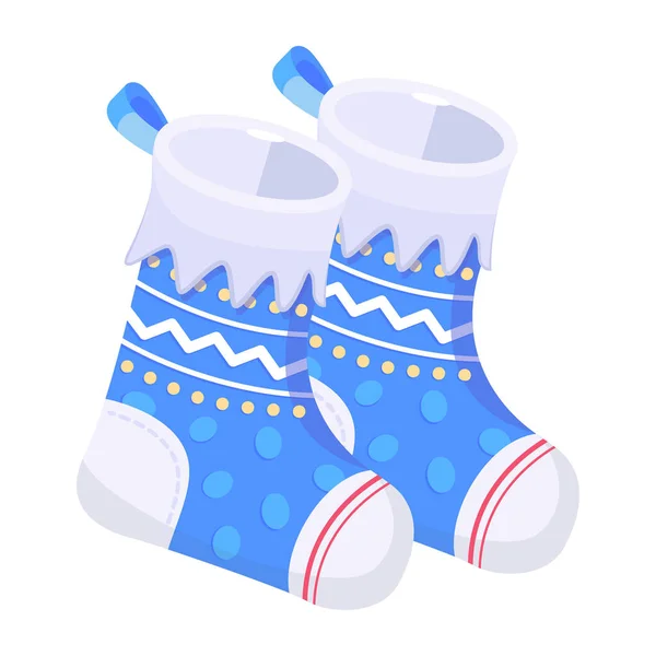 Chaussettes Avec Chaussette Noël Isolée Sur Fond Blanc — Image vectorielle