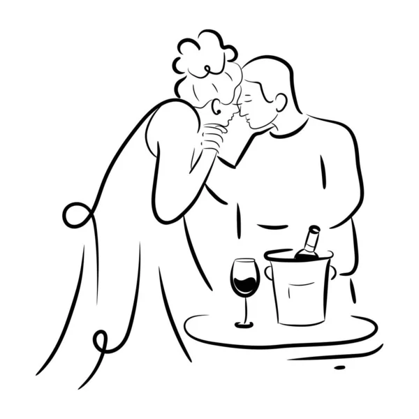 Couple Boire Café Avoir Plaisir Illustration Vectorielle — Image vectorielle