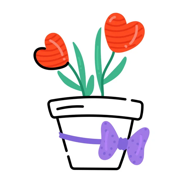 Roztomilý Květ Pot Vektor Ilustrační Design — Stockový vektor