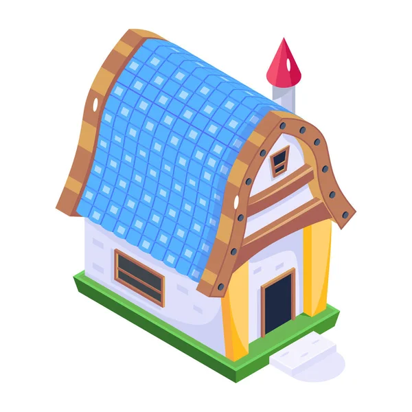 House Building Isometric Vector Illustration — Stock Vector