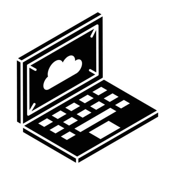 Ноутбук Векторной Иллюстрацией Облачных Вычислений — стоковый вектор