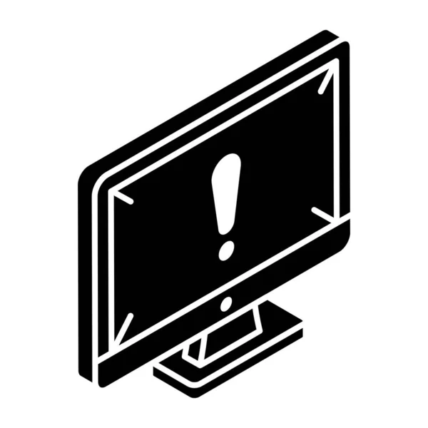 Computer Monitor Exclamation Mark Icon Vector Illustration — Image vectorielle